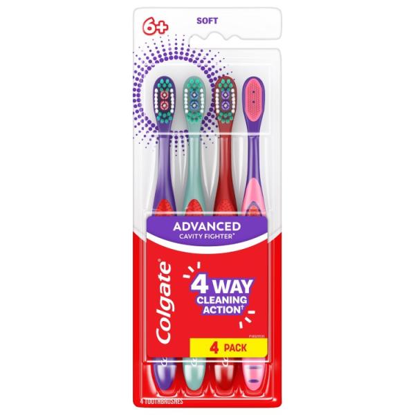 お取り寄せ コルゲート エクストラソフト キッズ アドバンスド キャビティファイター歯ブラシ 4本セット Colgate Extra Soft Kids Adv