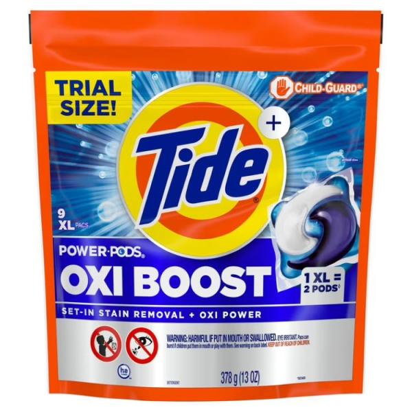お取り寄せ タイド オキシブースト パワーポッズ 洗濯洗剤パック 9個 Tide Oxi Boost Power PODS Laundry Detergent