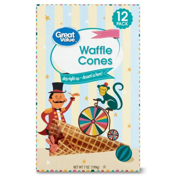 お取り寄せ 【ウォルマートブランド】グレートバリュー ワッフルコーン 12個入り Great Value Waffles Cones, 7 oz, 12 Cou