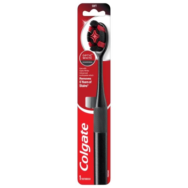 お取り寄せ コルゲート オプティックホワイト チャコールソフト歯ブラシ 大人用 1本 Colgate Optic White Charcoal Soft Too