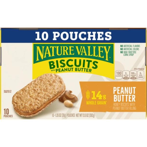 ネイチャーバレー ビスケットサンドイッチ ピーナッツバター 10本入り Nature Valley Biscuit Sandwiches, Peanut But お取り寄せ