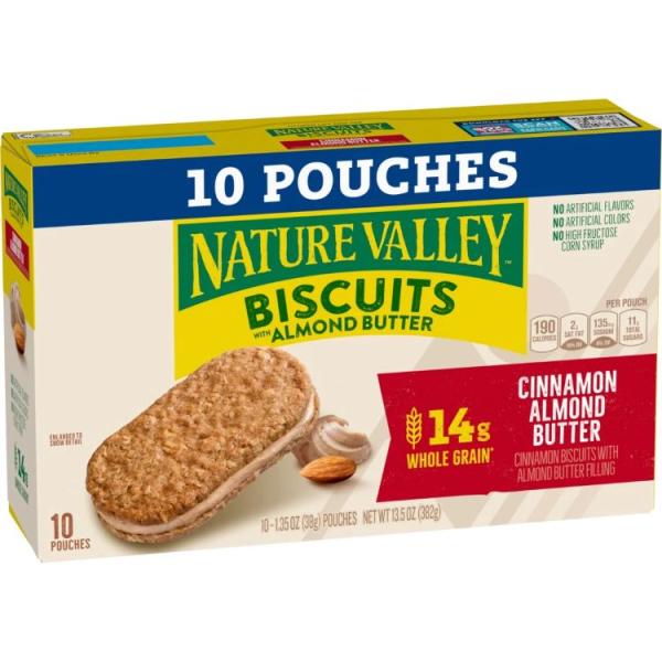 ネイチャーバレー ビスケットサンドイッチ シナモンアーモンドバター 10個入り Nature Valley Biscuit Sandwiches, Cinnam お取り寄せ