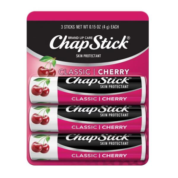 お取り寄せ チャップスティック クラシックチェリーフレーバー スキンプロテクタント リップバーム 3個パック ChapStick Classic Cherry
