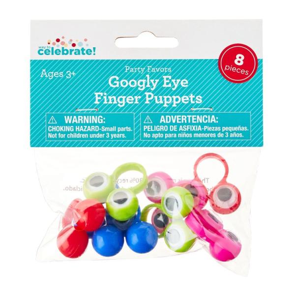 お取り寄せ 【ウォルマートブランド】ウェイトゥセレブレート 指人形 8個 Multicolor Googly Eye Finger Puppet Party F