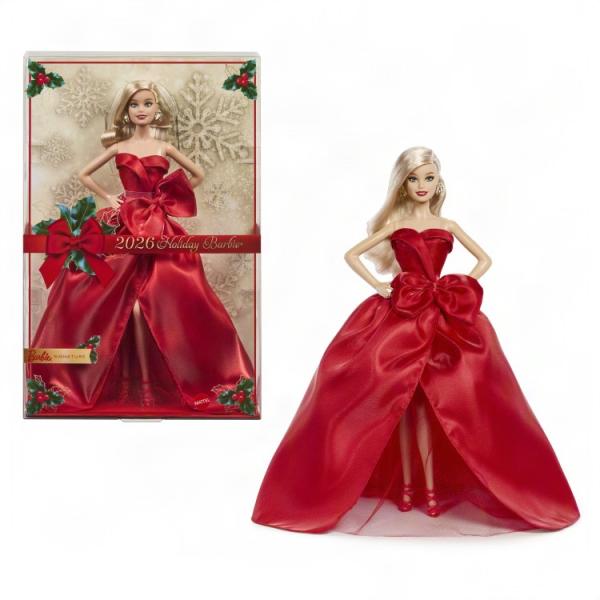 お取り寄せ バービー シグネチャー 2026 ホリデー人形 ブロンドヘア レッドドレス Barbie Signature 2026 Holiday D