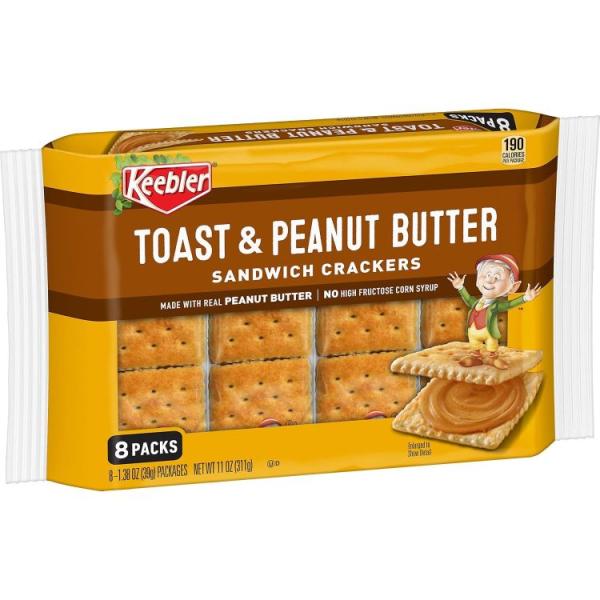 お取り寄せ キーブラー サンドイッチクラッカー トースト＆ピーナッツバター 8パック Keebler Sandwich Crackers Toast