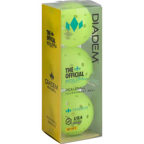 ダイアデム DIADEM ダイアデム DIADEM オフィシャル ピックルボール ボール THE OFFICIAL PICKLEBALL BALL 3個入 黄 USAPA認定 屋外用  TPB001　USAPA商品。耐久性のあるプラスチック...