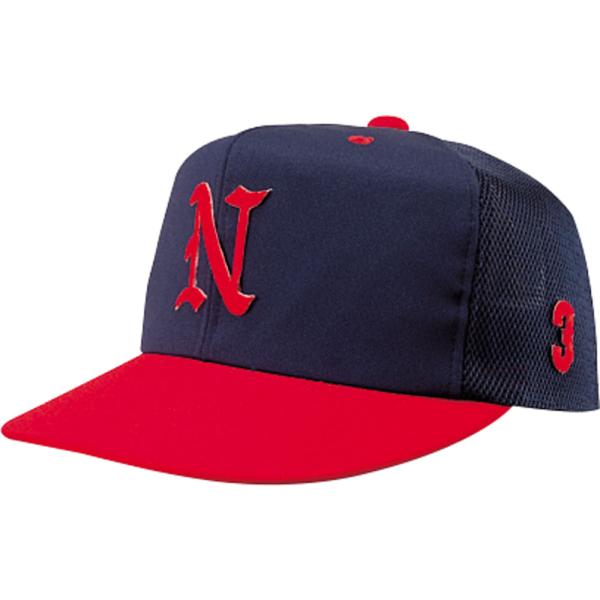 ナショナルハット　NATIONAL　HAT 男女兼用・ジュニア　野球帽子　後ろメッシュ N510 ネイビー/レッド