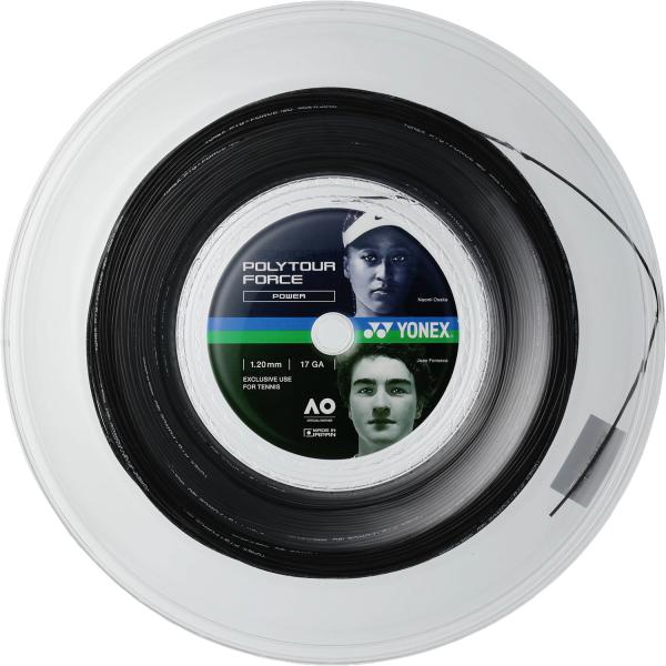 ヨネックス YONEX ポリツアーフォース 120 200M  PTFO20R2　テニス　掴みと高反発で精度の高いパワーショットを実現。柔軟成分を増した配合の調整とストリングの表層の分子配向を不均一にすることで打球時の喰いつき感の向上及びボ...