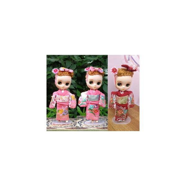 20cmDoll・ミディブライス用] doll.wakolab 「着物セット（桃1・2、赤