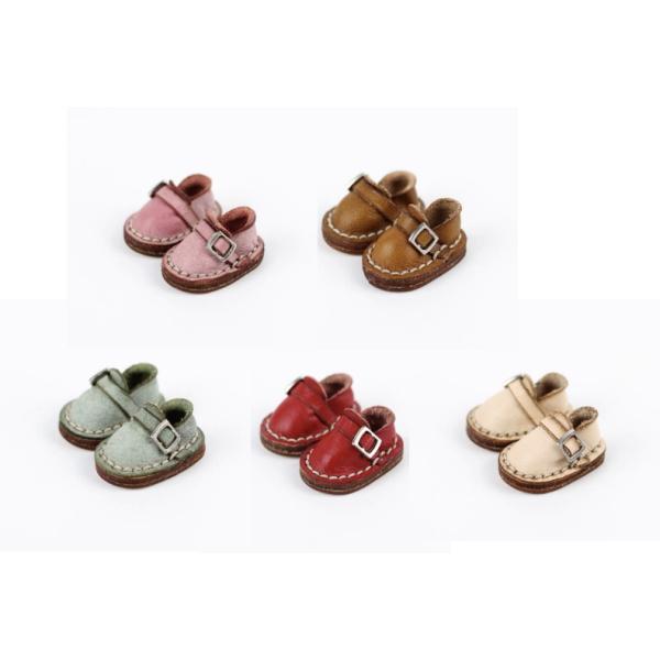 ドール靴　レザー　ミディちゃんサイズ　ストラップシューズ 20cmDoll・ミディブライス用]ステッチ入りバックルシューズ : Spica