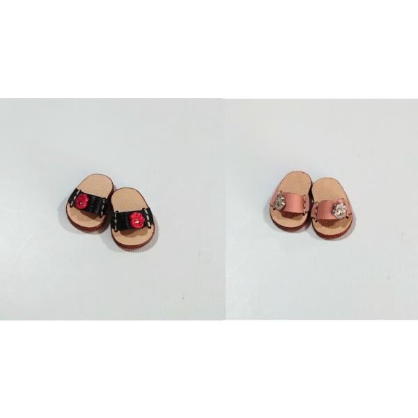 20cmDoll・ミディブライス用 肉球ボタン革サンダル ピンク : Spica 