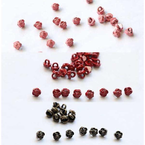 [ドール用手芸用品]足つきメタルボタン・バラ型(4mm/5個)詳しい詳細が気になる方はショップまで☆※モニター環境や端末、照明などにより画像と商品の色の見え方が異なる場合がございます。色味違いによる返品交換は承ることが出来ません。複数ご注文...