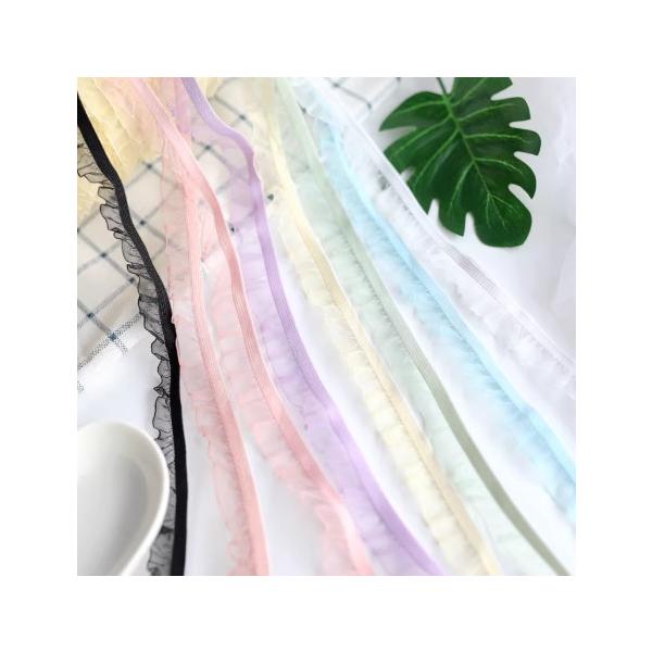 [ドール用手芸用品]オーガンジーフリルゴム/Z19（幅約1.5cm/約90cm）サイズ：幅約1.5cm、長さ約90cm伸縮性：あり透け感：あり※2026年1月より仕入れ先変更に伴い仕様が少し変わりました旧カラーに比べ、フリル部分の光沢(ラメ...