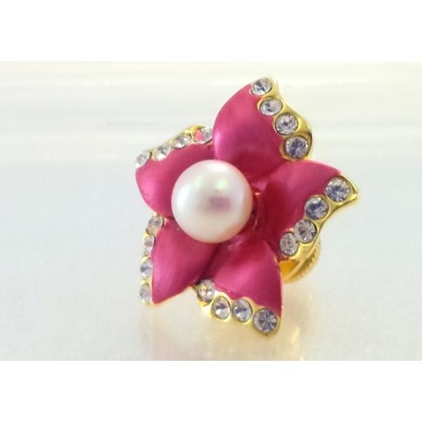 本真珠 花型ブローチ Pearl ツジモト真珠のピンブローチ 花 あこや本真珠 タック