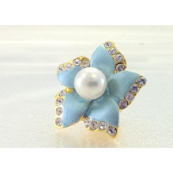 Pearl ツジモト真珠のピンブローチ 花 あこや本真珠 タックブローチ