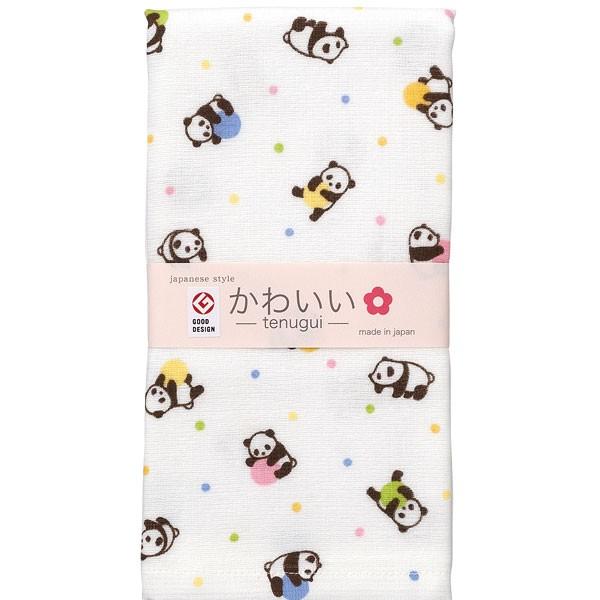 表ガーゼ・裏パイルの使いやすいタオル　japanese　style　＜ころころぱんだ　てぬぐい＞　約34×90cm