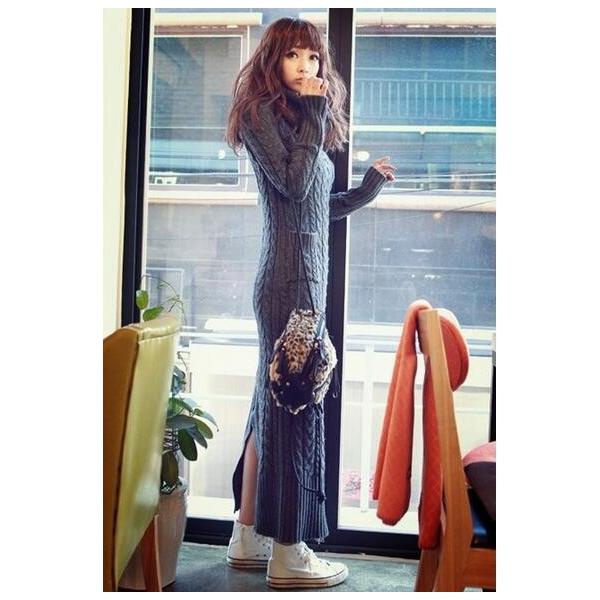 ニットワンピース ロング タイト ワンピース ロングワンピース ロングニット セーター レディース ケーブル編み リブ編み タートルネック スリット チュニック Buyee Buyee Japanese Proxy Service Buy From Japan Bot Online