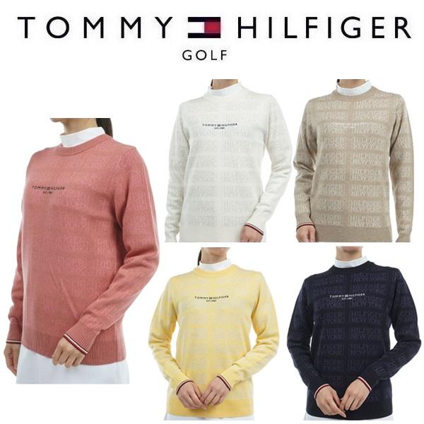 トミーヒルフィガー ゴルフ レディースモノグラムジャカード クル−ネックセ−タ− TOMMY HILFIGER GOLF THLA466 秋冬モデル