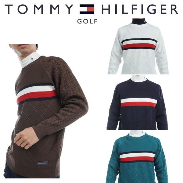 トミーヒルフィガー ゴルフ メンズ シグネチャーストライプ クルーネックセーター TOMMY HILFIGER GOLF THMA473 秋冬モデル