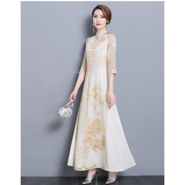 チャイナ風ワンピース レディース 七分袖 シフォンドレス エスニック風 ロング 中国風 スタンドカラー Buyee Buyee Japanese Proxy Service Buy From Japan Bot Online