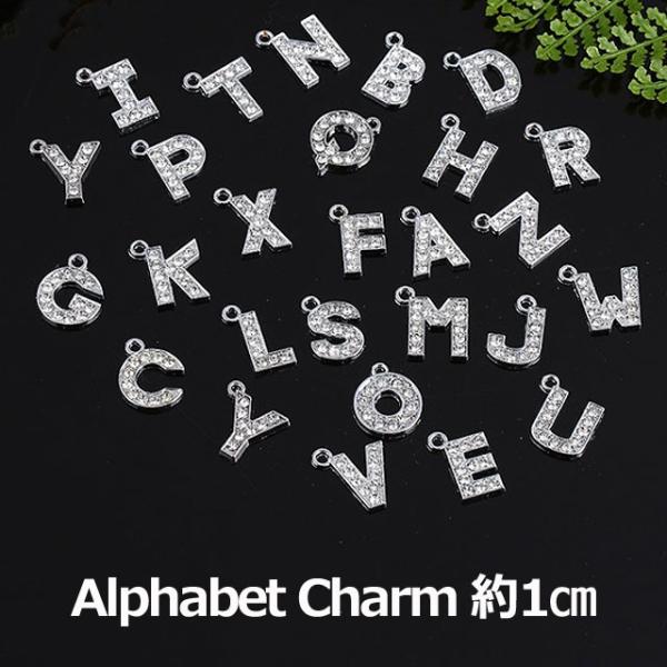 アルファベット チャーム シルバー キーホルダー イニシャルパーツ ファスナー パーツ キーホルダー 1cm（A〜R)