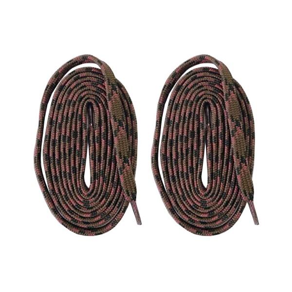 2本1組シューレース　靴紐　くつひも　長さ約140ｃｍ　幅約8mm カーキーｘピンク　スニーカー　トレッキング　登山　ハイキング　交換