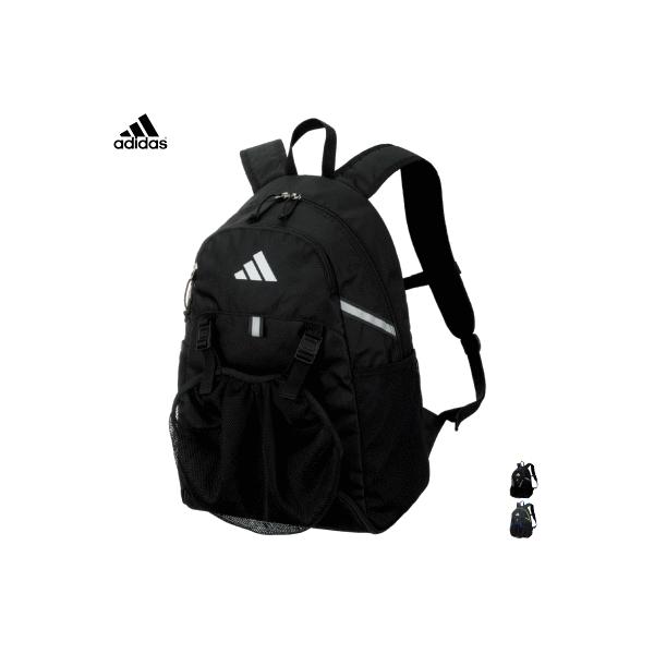 @アディダスサッカーボール用　デイパックボールバック リュック　 黒色×シルバー adidas（アディダス） ボール用デイパック 24L 黒色×青色 外付けネット