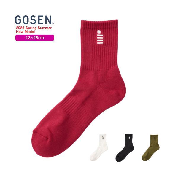 GOSEN ゴーセン ソックス ミドルソックス 靴下 ソフトテニス バドミントン グッズ F2601 レディース 女性用 22〜25cm 3足までメール便OK