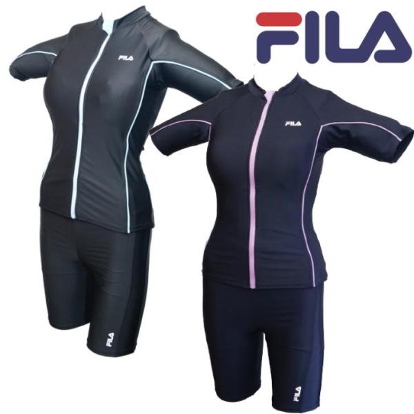 FILA フィラ 水着 レディース タンキニ フルジップ 半袖セパレート フィットネス スイム ウェア 120-674 女の子 ガールズ スクール水着 大人女性サイズ SWIM