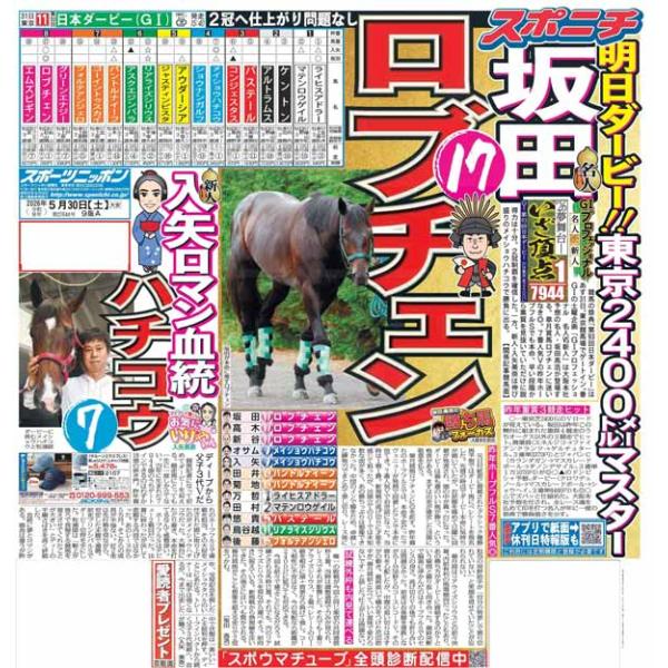 スポーツニッポン東京最終版5月30日付（宅配）
