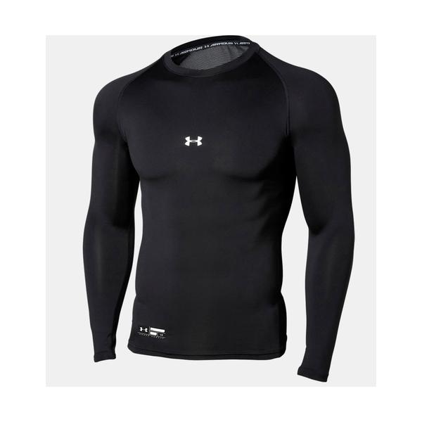 アンダーアーマー UNDER ARMOR 野球 MEN UAヒートギアアーマー コンプレッション ロングスリーブ クルー 1358646 001 Black