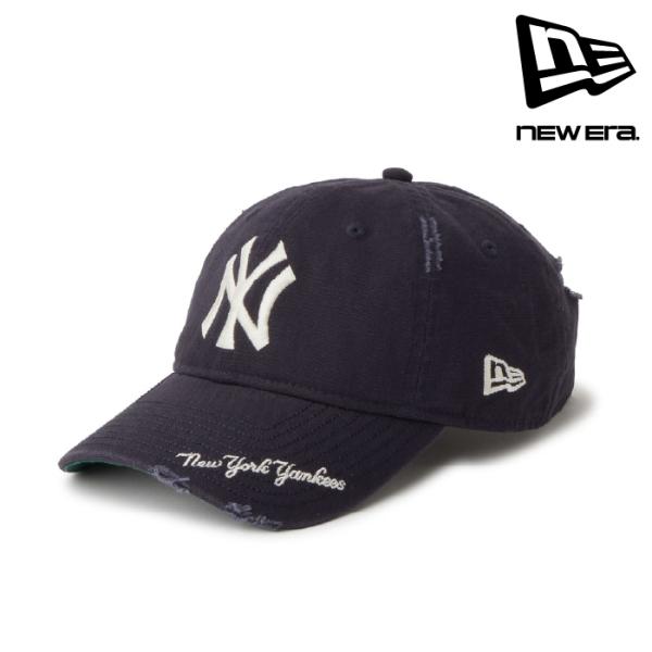 日本正規品 ニューエラ NEW ERA 9TWENTY MLB Visor Logo バイザーロゴ ダメージ ニューヨーク・ヤンキース ネイビー 14745044 キャップ 帽子