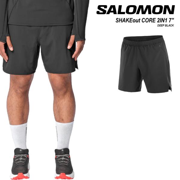 日本正規品 ランニング ウェア サロモン SALOMON SHKout CORE 2IN1 SHORTS 7" Deep Black シェイクアウト ショーツ メンズ 2026FW