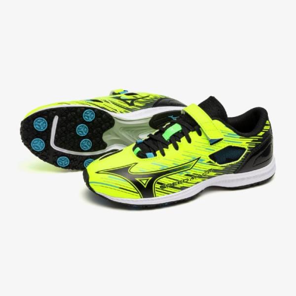 MIZUNO ミズノ スピードマッハ3 ジュニアランニングシューズ K1GC255202(イエロー×ブラック×グリーン)