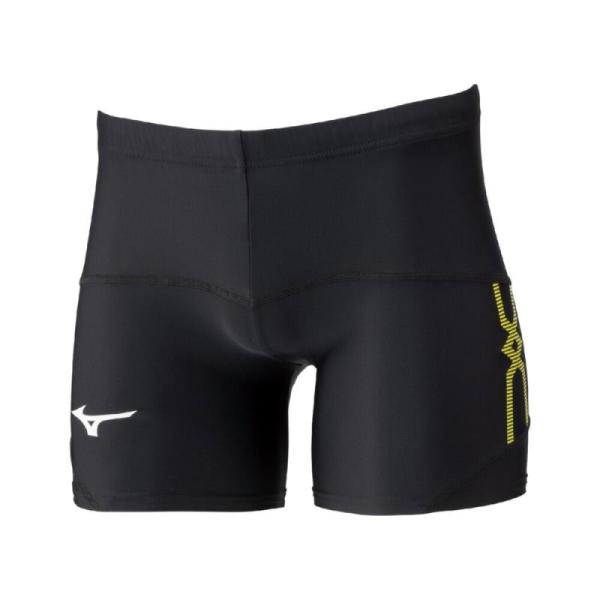 チームで揃えたり、個人の練習用としても使えるシンプルなMCライン入りショートタイツ。■メーカー：MIZUNO ミズノ■品名：MCライン タイツ(ショート／陸上競技)■品番：U2MBCA11■カラー：94（ブラック×イエロー）■サイズ：M・L...