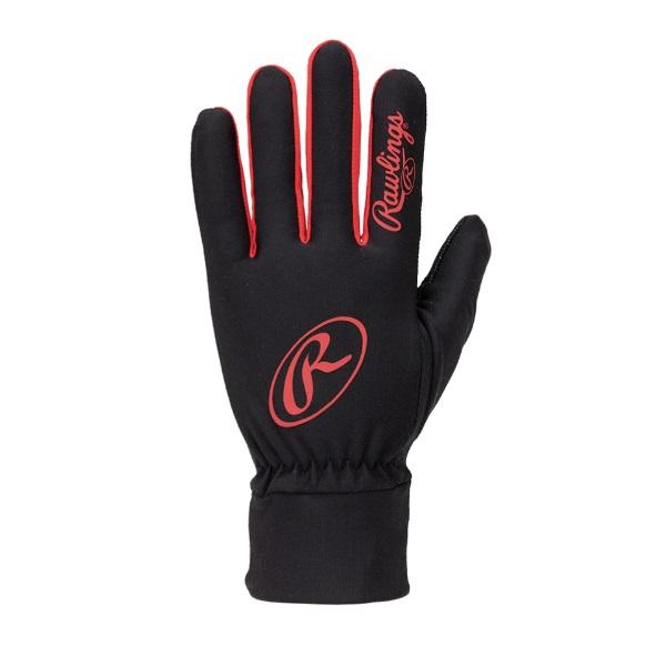 軽量で通気性が良く、起毛させたブラッシュドライクラはより高い保温効果を発揮します。トレーニングをサポートするグリップラバー加工。■メーカー：ローリングス■品名：パワーストレッチニット手袋■品番：EAC13F01■カラー：B/RD（ブラック/...