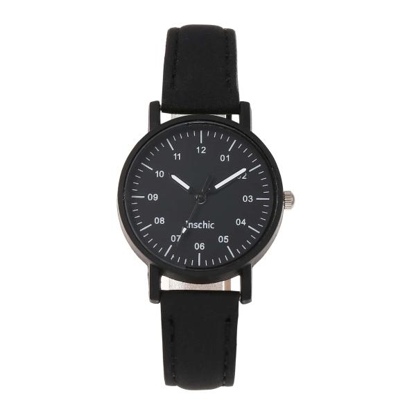 【値下げ】ラフォン腕時計(クォーツ) 黒レザー ローマ数字インデックス フェイクダイヤル ブラックメタルベルト