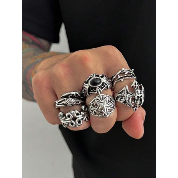 着用時期 : デイリー要素 : スタースタイル : ゴシック詳細 : ラインストーンカラー : アンティークシルバー素材 : 亜鉛合金