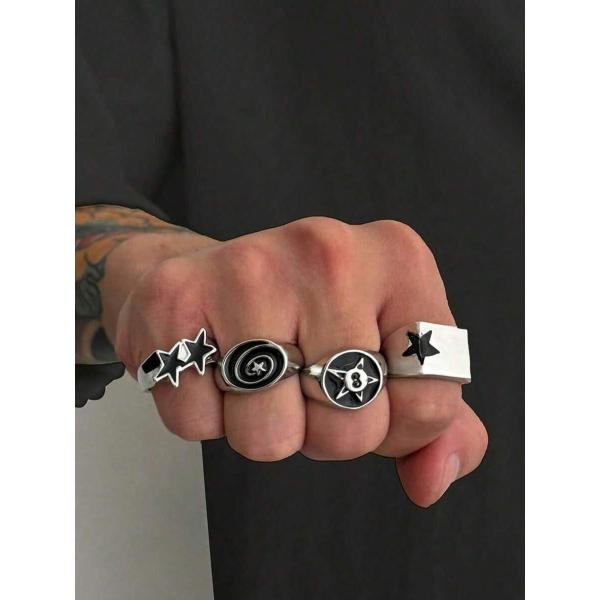 着用時期 : グラマラス要素 : 幾何学スタイル : ヒップホップリング 素材 : 亜鉛合金カラー : アンティークシルバー