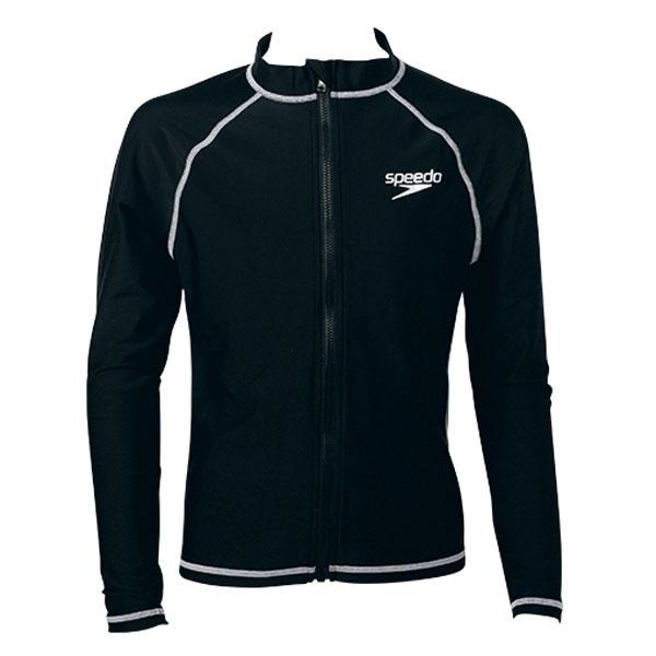 【商品名】 ジュニアロングスリーブアクアシャツ（ユニセックス）【カラー】Kブラック【素材】 ナイロントリコット2WAY（ナイロン80％、ポリウレタン20％）【サイズ】  /着丈/身幅/袖丈/裾幅/衿丈/袖幅/袖口幅120/40/30/49/...