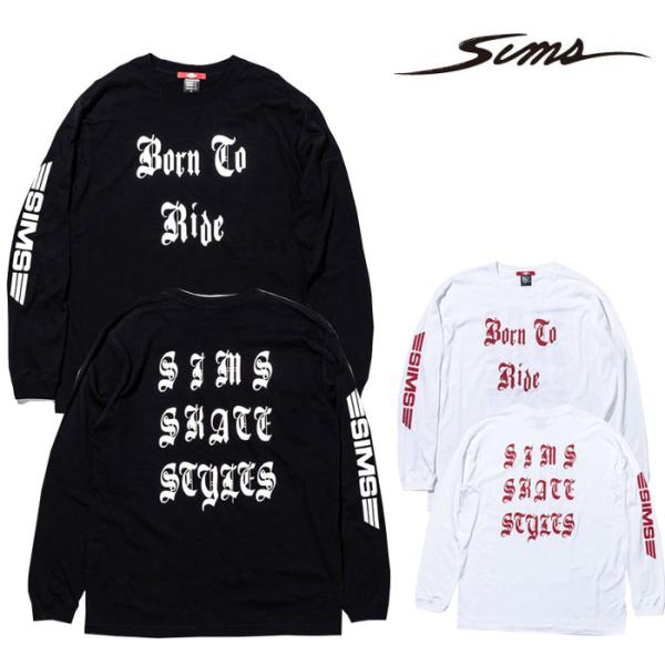 SIMS t shirt Skateboards シャツ ホワイト SIMS SIMS SKATE STYLES シムス スケート スタイル BORN TO RIDE L/S T