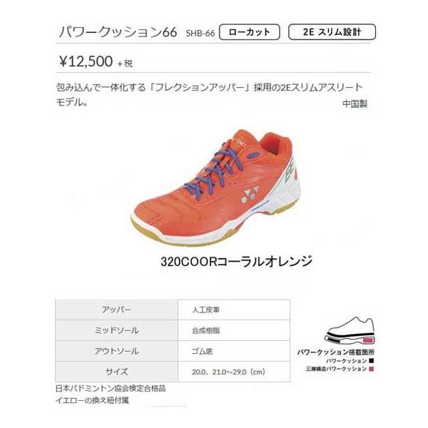 YONEX（ヨネックス） パワークッション66（2Eスリム） コーラル