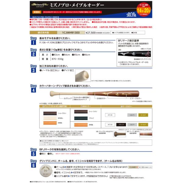 Mizuno Pro 硬式用 木製バット メイプルオーダー ミズノプロ