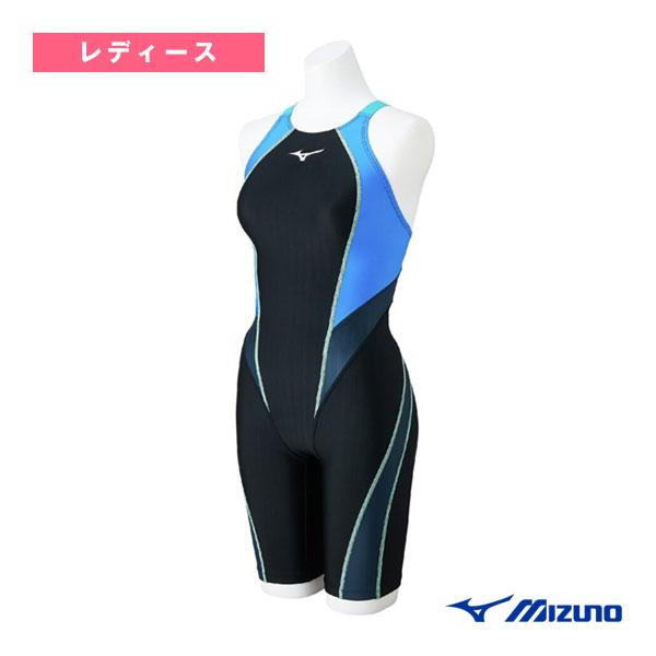 【送料無料】ミズノ 競泳用ハーフスーツ(レースオープンバック) ブラック×ライトブルー Mizuno N2MGB22092