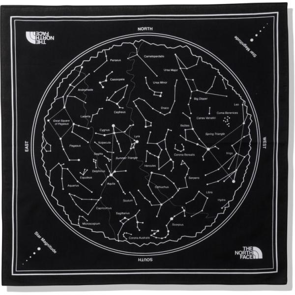 国内正規品 ザ ノースフェイス バンダナ 黒 ブラック スターサインバンダナ 53×53cm 綿 コットン NN22201-K