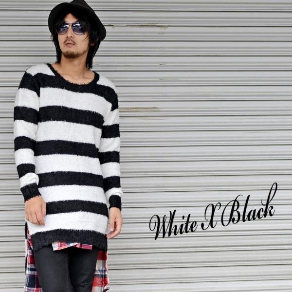 メンズ ロング丈スリットボーダーニットセーター モヘア クルーネック 丸首 ロングニット 長袖セーター 長袖ニット ホワイト グレー レッド ブラック 4902 43 Buyee 日本代购平台 产品购物网站大全 Buyee一站式代购 Bot Online