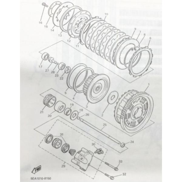 ヤマハ発動機 XJR1300(RP01J) クラッチレリーズ(プッシュレバー) 図中