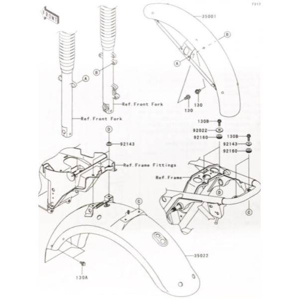 カワサキ W650(EJ650A) リヤフェンダー (リアフェンダー) メッキ
