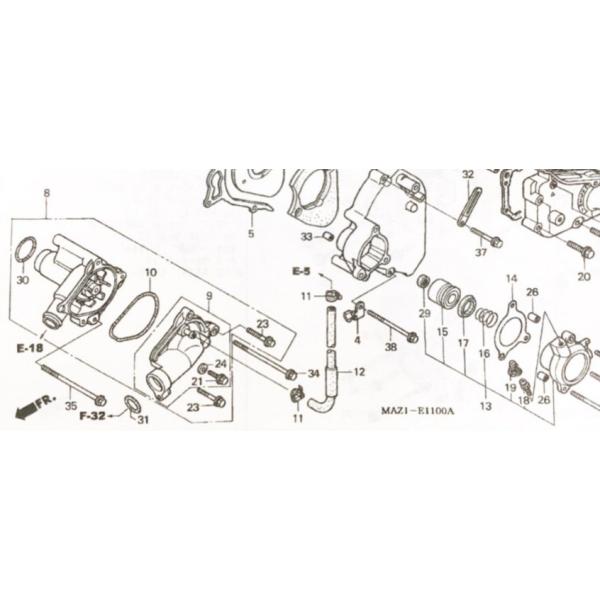 ホンダ（HONDA） X4(SC38) ウォーターポンプ 図中(8番) 19200-MAZ-305